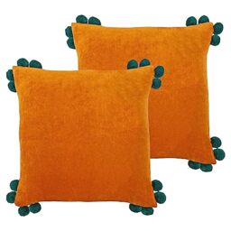 furn. Hoola Pom-Pom Feather Filled Cushion - Twin Pack
