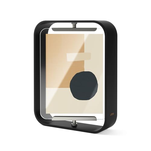 "Umbra Bellwood 5x7"" Desk Picture Frame with Bent Wood Trim and Two-Sided Rotating Display, Black"