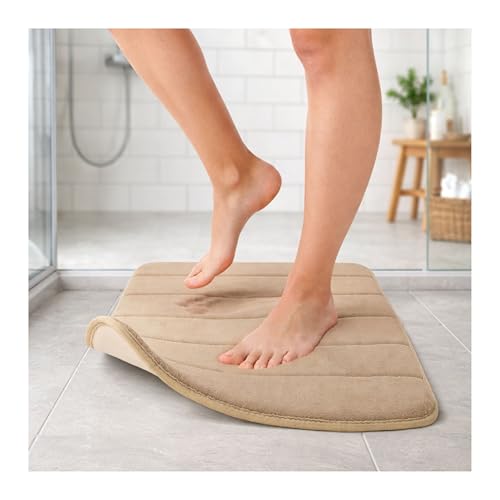 TATAY Bath Mat Nuvola, 100% Microfiber, Non-slip, Absorbent, Quick Dry, Soft Touch, Memory Effect, Washable, Beige. Measures 40 x 60 cm