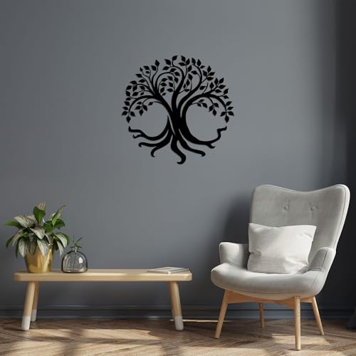 Hanah Home Stylish Black Decorative Metal Wall Accessory, 71 x 69 cm, 100% Metal, 1.5 mm Thick, Easy Wall Mounting, Perfect for Modern Decor