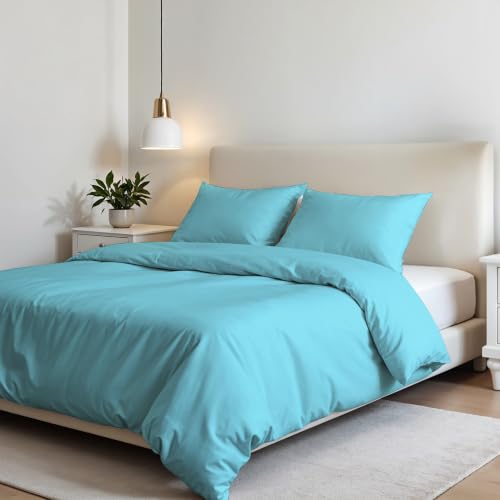 Italian Bed Linen Elegant duvet cover set,light blue,double