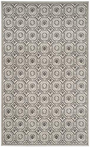 Safavieh Trellis Indoor/Outdoor Woven Rectangle Area Rug, Amherst Collection, AMTB431, in Light Grey / Ivory, 152 X 213 cm for Garden, Patio or Any Outdoor Space