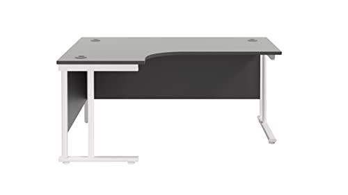 Office Hippo - L Shaped Office Desk 180 x 120cm. Large Corner Computer Desk For Home Office With Integrated Cable Ports, Ideal For Work, Study, Gaming And Hobby Workstation (Black/White)
