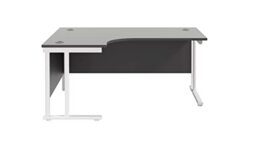 Office Hippo - L Shaped Office Desk 180 x 120cm. Large Corner Computer Desk For Home Office With Integrated Cable Ports, Ideal For Work, Study, Gaming And Hobby Workstation (Black/White)