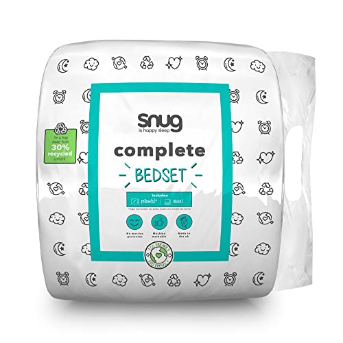 Snug Complete Pillow and Double Duvet Set - Eco Friendly 10.5 Tog All Season Duvet Quilt with Soft Medium Support Pillows - Hypoallergenic and Machine Washable - Double