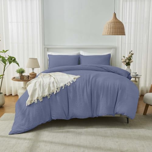 GC GAVENO CAVAILIA Microfiber Duvet Cover Double & Pillowcases - Blue - Breathable Bedding & Quilt Set - Extra Soft 100% Polyester Comforter Set - 200x200 cm