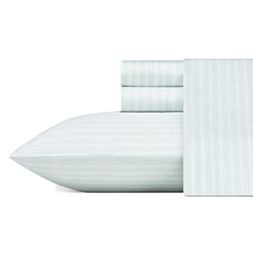 Laura Ashley Soft Sateen Cotton Bedding Set-Sleek, Smooth, & Breathable Home Decor, Lottie Blue/White, Full