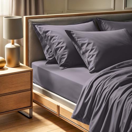 100% Cotton Ranforce Single Fitted Sheet (100 x 200+30 cm), Grey, 155 Thread Count - Machine Washable at 30°C - Soft, Durable & Comfortable for Everyday Use