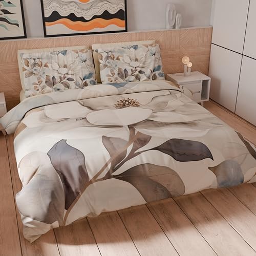PETTI Artigiani Italiani - Single Duvet Cover Set 135 x 200 cm (1 Pillowcase 75 x 50 cm Included) Microfibre Duvet Cover Set with Digital Floral Print 25 16 – Made in Italy