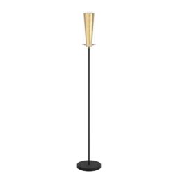Eglo Pinto Gold Floor lamp, 1 Flame Floor lamp, Floor lamp Made of Steel, Colour: Black, Gold, Glass: Clear, Gold, Socket: E27, incl. Foot Switch
