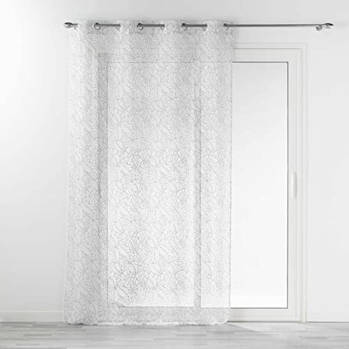 Douceur d'Intérieur, SOLEA 140 x 240 cm White Linen Effect Printed Eyelet Curtains