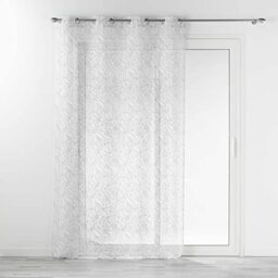 Douceur d'Intérieur, SOLEA 140 x 240 cm White Linen Effect Printed Eyelet Curtains