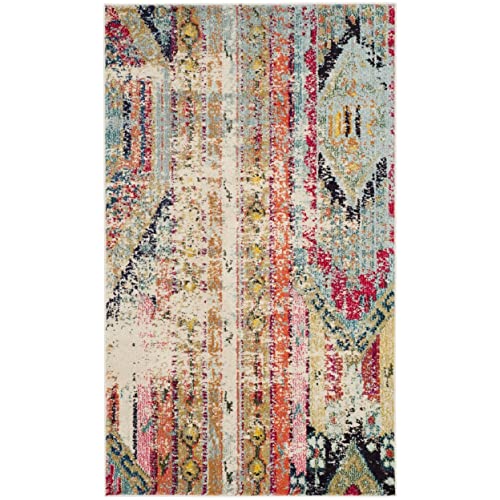Safavieh Boho Rug for Living Room, Dining Room, Bedroom - Monaco Collection, Short Pile, in Multi, 61 X 91 cm