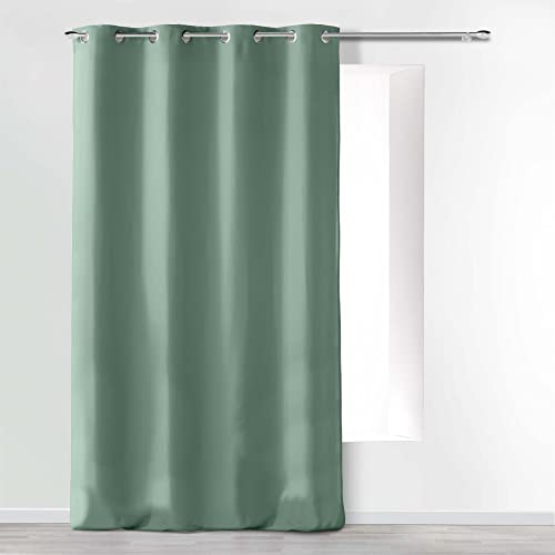Douceur d'Intérieur, 140 x 260 cm Sage Microfibre Plain Eyelet Curtains