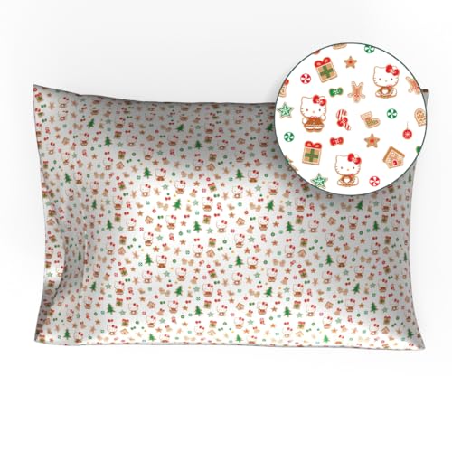 Franco Collectibles Hello Kitty Santa Holiday Christmas Beauty Standard Pillowcase for Christmas Holiday Silky Satin Standard for Hair and Skin,(Officially Licensed Product