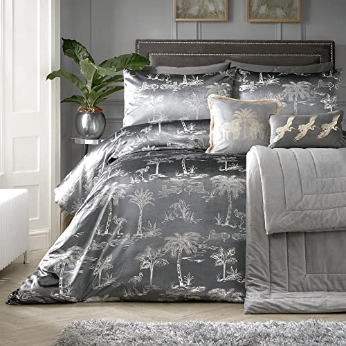 Laurence Llewelyn-Bowen - Oasis - Velvet Duvet Cover Set - Double Bed Size in Slate
