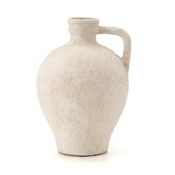 Luka LUKA Ceramic Rustic Farmhouse Vase,8.25 inch Terracotta Vase with Handle,Neutral Clay Pot Vases Decorative Vase for Living Room,Table,Shelf Decor(Off-White,M)