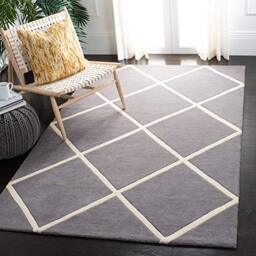 Safavieh Contemporary Indoor Hand Tufted Rectangle Area Rug, Chatham Collection, CHT720, in Dark Grey / Ivory, 122 X 183 cm for Living Room, Bedroom or Any Indoor Space