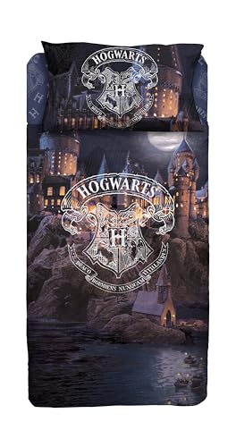 Harry Potter Official 100% Cotton Single Bed Sheet Set + Fitted Sheet + Pillow Case