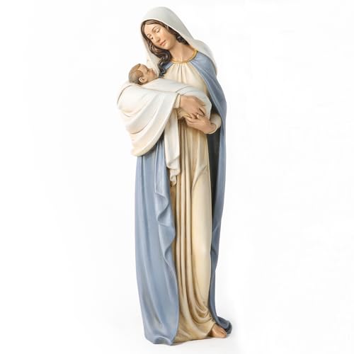 "BC Catholic Madonna with Child Statue, Blessed Virgin Mary Figure, Holy Mother Religious Gift for Mom, 12.75"" H, Hand Painted Classical Renaissance Sculpture Masterpiece by Buildclassic"