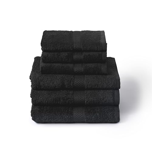 Caleffi Set of 6 Bath Towels with Guest – Consisting of 3 x Face Towel 55 x 100 cm + 3 x Bidet Towel 40 x 60 cm – 100% Soft and Ultra Absorbent Cotton – Shower, Face and Hospitality Bath Set