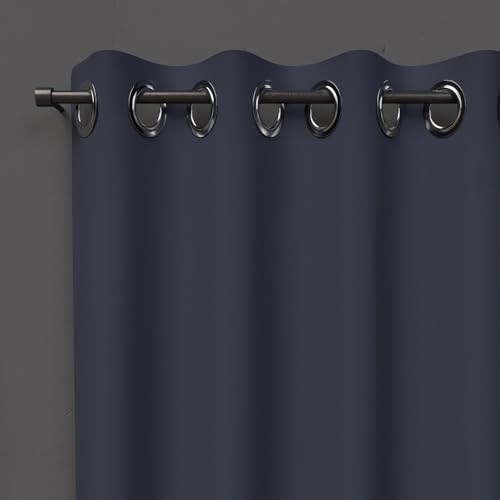 Soleil d'ochre concealer Polyester Curtain with grommets, Navy Blue, 135 x 250 cm