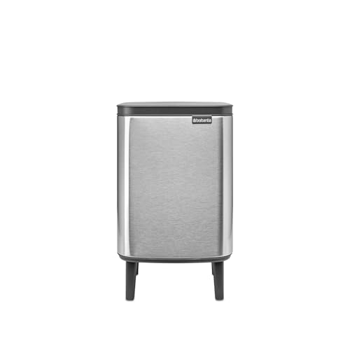 Brabantia - Bo Waste Bin Hi 7L with Soft Close Lid, Removable Inner Bucket, and Transport Grip – Ideal for Bathroom, Bedroom, and Home Office – Matt Steel Fingerprint Proof