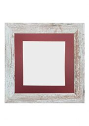 FRAMES BY POST Metro Picture Photo Frame Distressed White with Red Mount 20 x 20 Inch Image Size 40 x 40 cm Plastic Glass