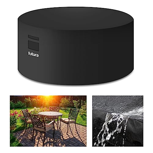Futura Round Garden Table Cover 190x80cm Waterproof 600D Oxford Fabric, Heavy Duty Outdoor Patio Cover with Air Vents, UV Protection, PVC Lining and Fits Round Garden Furniture