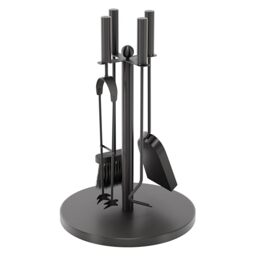 Fire Vida 5 Piece Warwick Fireplace Companion Set – Black Iron Fireside Tool Kit with Stand – Includes Poker, Tongs, Shovel & Brush – Ideal for Wood Burners, Fire Pits & Coal Stoves