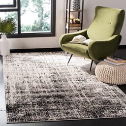 SAFAVIEH Modern Rug for Living Room, Dining Room, Bedroom - Adirondack Collection, Short Pile, in Silver and Black, 122 X 122 cm