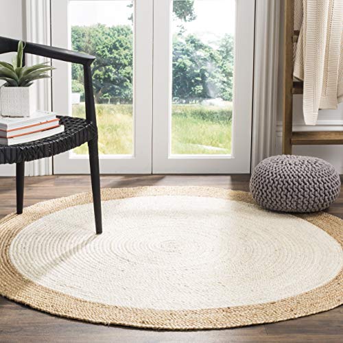 Safavieh Natural Fiber Rug for Living Room, Dining Room, Bedroom - Natural Fiber Collection, Short Pile, in Ivory and Natural, 201 X 201 cm
