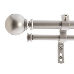 "Decopolitan 5/8"" Classic Ball Double Curtain Rod Set, 26 to 48 Inches, Dark Nickel"