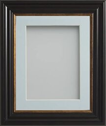Frame Company Emson Black Picture Photo Frame with Light Blue Mount - 8x6 for pic size 5x3 *Choice of Sizes* Fitted with Real Glass