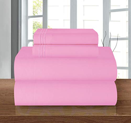 Elegant Comfort Coziest Bedding Set, All Around Elastic Fitted Sheet, Deep Pocket up to 16inch, Microfiber, Light Pink, Twin/Twin XL