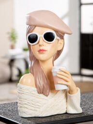 GILDE Lady Adeline White Resin Figurine Textured Finish 28cm High 18cm Wide 13cm Deep Woman