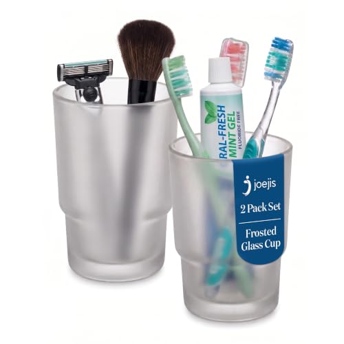 joeji's Frosted Glass Toothbrush Holder Cup Set of 2 ??? Bathroom Tumbler
