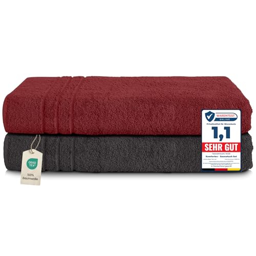 Komfortec Jumbo Bath Towels, 100% Cotton, Quick Dry, 80x200, Black