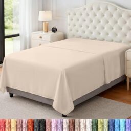 Utopia Bedding Flat Sheet - 1 Pack (Twin, Beige) - Soft Brushed Microfiber Fabric - Shrinkage & Fade Resistant Top Sheet - Easy Care Bed Sheet