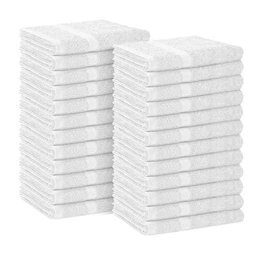 Avalon Towels White 16x27 Inch Salon Hand Towels - 24 Pack - 100% Cotton - Absorbent Spa & Gym Towels