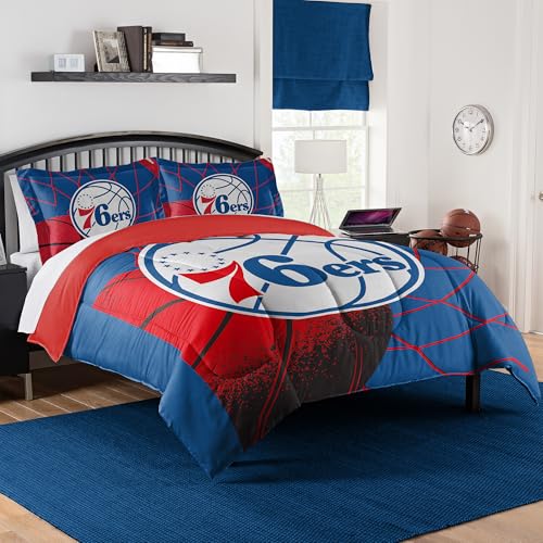 NORTHWEST Philadelphia 76ers Officially Licensed NBA Comforter Set ??? Full/Queen & Twin/Twin XL ??? Soft Bedding with Team Logo & Pillow Shams ??? Basketball Fan Bedroom Set, Full/Queen