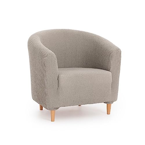 Maxicovers - Multi-Elastic Armchair Cover Belfast Light Grey ??? 1 Seater Convertible Armchair Cover ??? Elastic Armchair Cover with 3 Sponges for a More Precise Fit ??? Cover for Armchair or Armchair