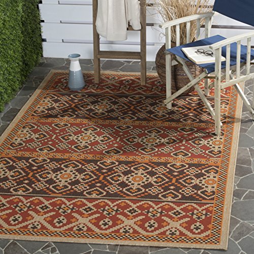 Safavieh Bold & Bright Indoor Woven Rectangle Area Rug, Veranda Collection, VER093, in Red / Chocolate, 122 X 170 cm for Living Room, Bedroom or Any Indoor Space