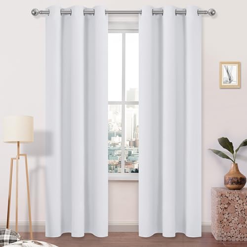 DWCN Room Darkening Curtains - 84 Inch Long, Greyish White Thermal Curtains for Living Room & Bedroom - 42W x 84L Inch, 2 PCS