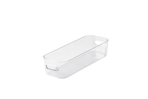 SmartStore Slim Storage Container 1.3 L - Clear - Kitchen, Bathroom, Office, Pantry, Fridge Organizer - Bin with Handles - Food Safe and BPA Free - 10 Year Guarantee - L29 x W9.5 x H6.5 cm