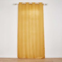 Douceur d'Intérieur, Zeline Curtain with Eyelets 140 x 260 cm Yellow Polyester Plain with Metallic Thread