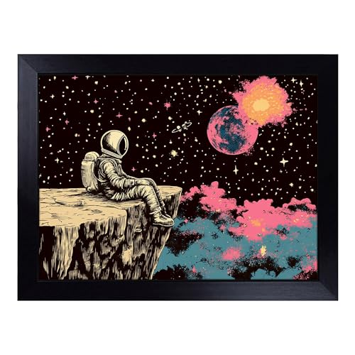 Lap Tray with Bean Bag Cushion, Astronaut - Handmade in the UK, Raised Wooden Edge, Padded Cushion, Heat-Resistant Wipe-Clean Surface, for Meals, Laptops and Crafts