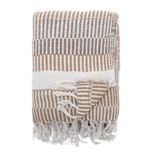 Bloomingville bedspread 160 x 130 cm - versatile cuddly blanket made of recycled cotton, ideal as a sofa blanket or for bed and garden, cuddly soft and easy to clean