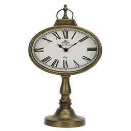 NIKKY HOME Antique Mantel Clock, Gold Retro Desk Clock Silent-Non-Ticking Battery Operated Decorative Desk Table Clock for Home, Office, Living Room, Bed Room