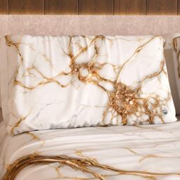 MARBLELIZED – Pair of Pillow Cases for Bed 50 x 80 cm, Printed Front/Back, Pillowcases, Pair of Elegant White Marble Effect Pillowcases, Gift Idea, 100% Made in Italy
